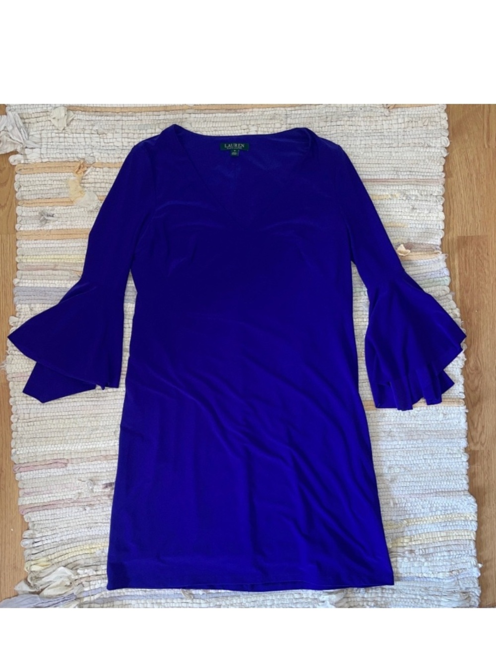 Lauren Ralph Lauren New Purple Flutter Sleeve Midi Ponte Dress - Picture 9 of 9